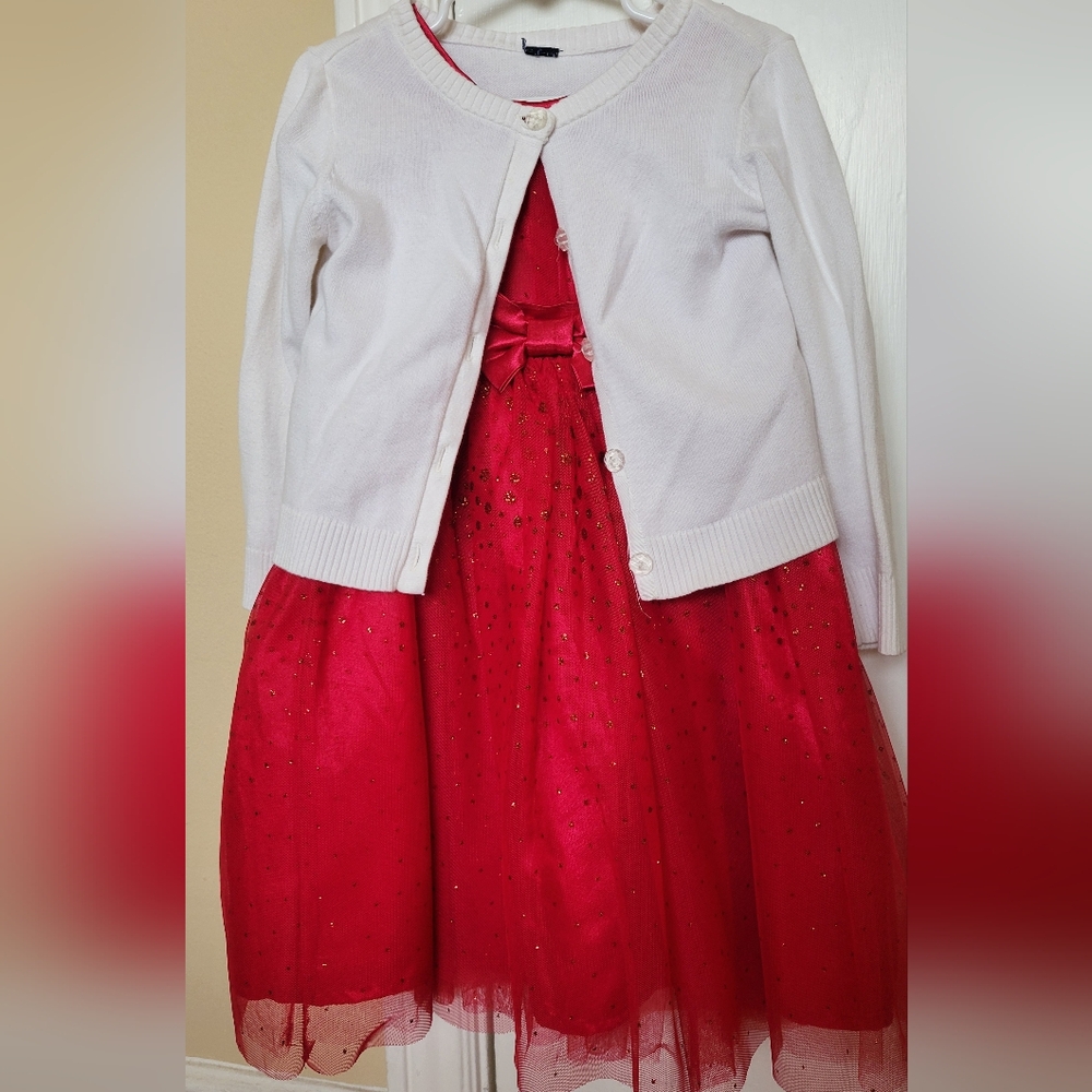 5T Dress with a White Cardigan